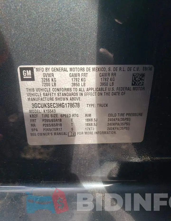 3GCUKSEC3HG178678 Photo# 12