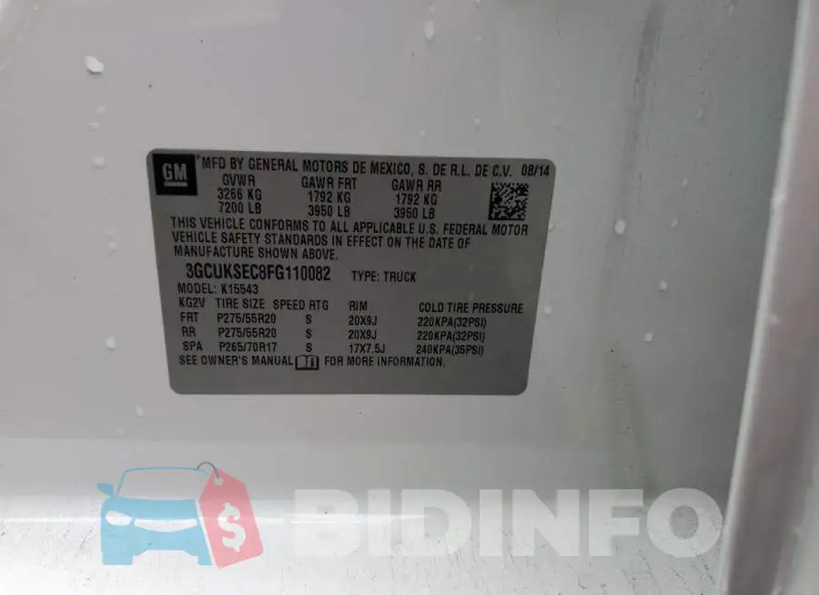 3GCUKSEC8FG110082 Photo# 12