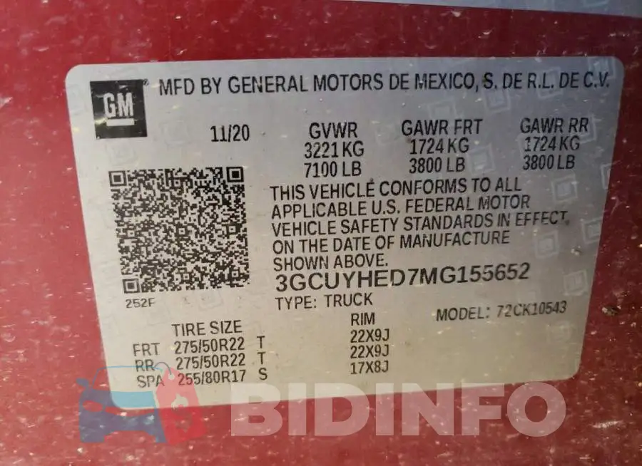 3GCUYHED7MG155652 Photo# 12
