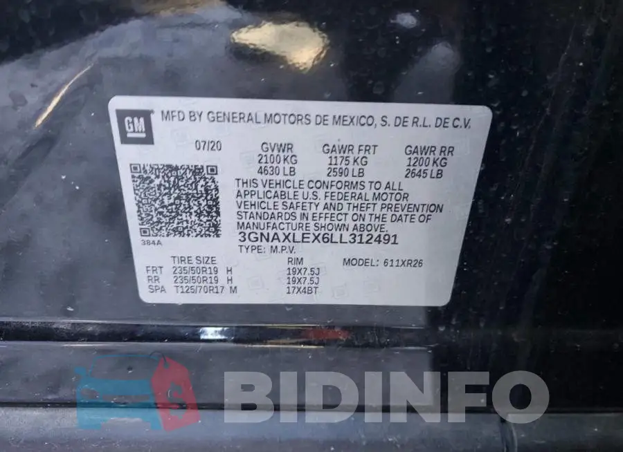 3GNAXLEX6LL312491 Photo# 13