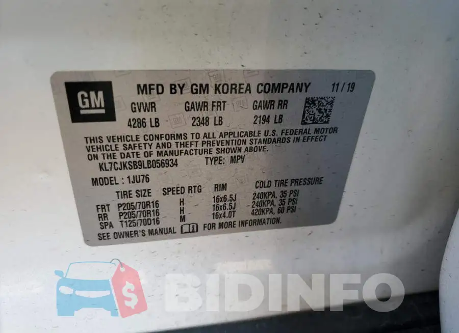 KL7CJKSB9LB056934 Photo# 12