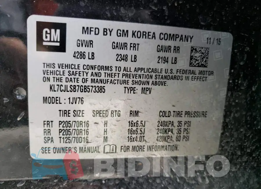 KL7CJLSB7GB573385 Photo# 12