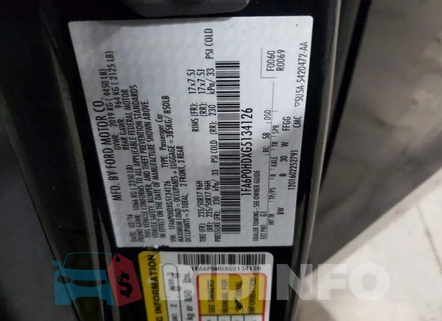 1FA6P0HDXG5134126 Photo# 12