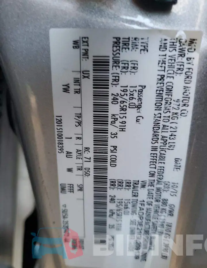 1FADP3E21GL209139 Photo# 13