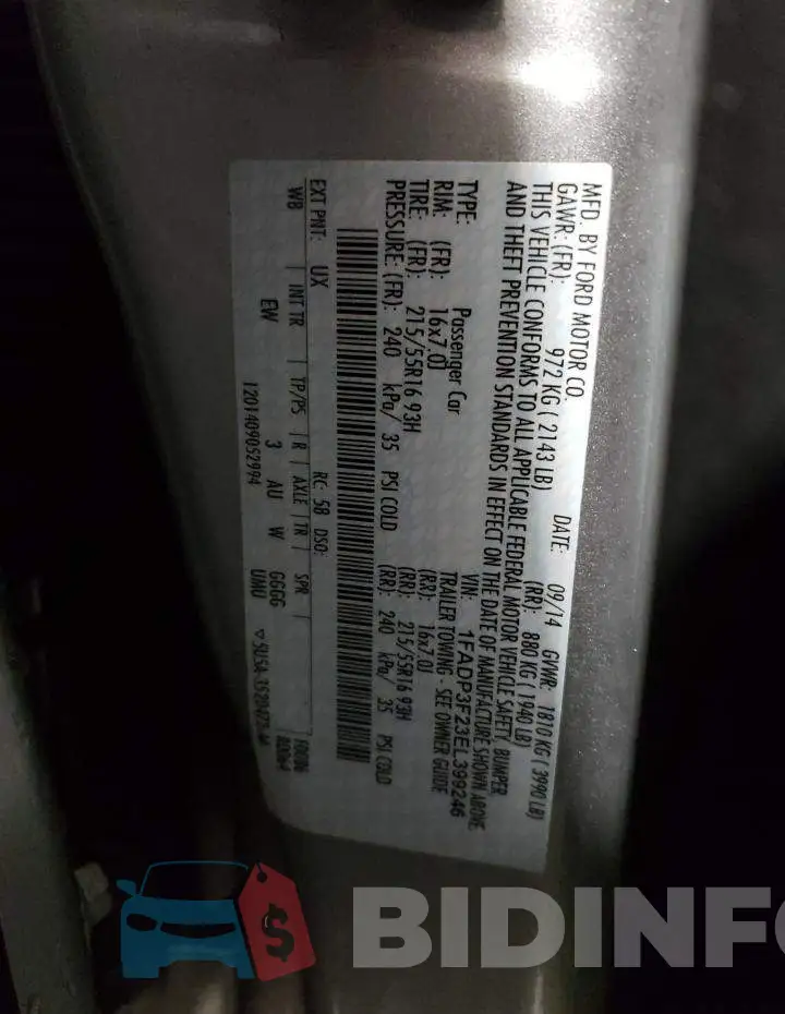 1FADP3F23EL399246 Photo# 13