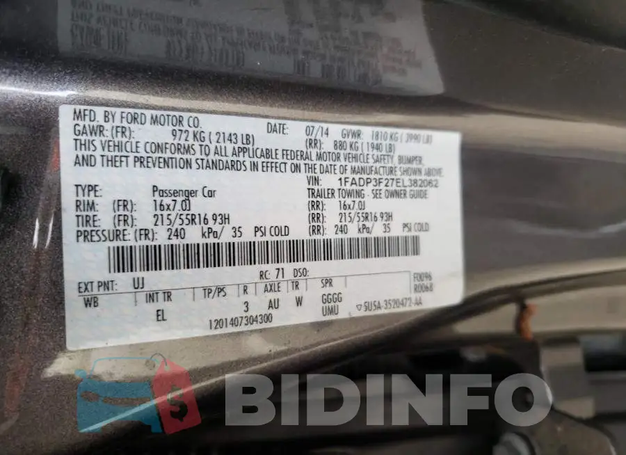 1FADP3F27EL382062 Photo# 13