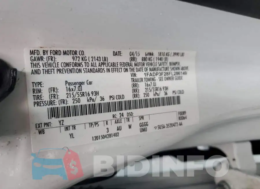 1FADP3F28FL286149 Photo# 13