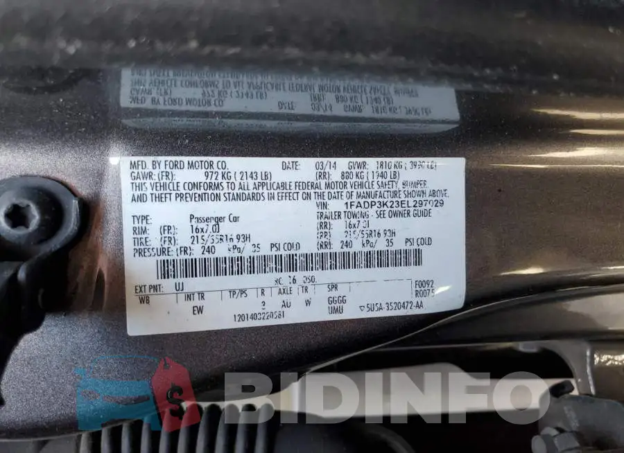 1FADP3K23EL297029 Photo# 12