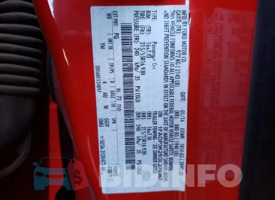 1FADP3K25GL270367 Photo# 12