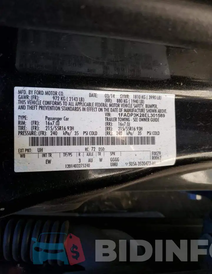 1FADP3K28EL301589 Photo# 10
