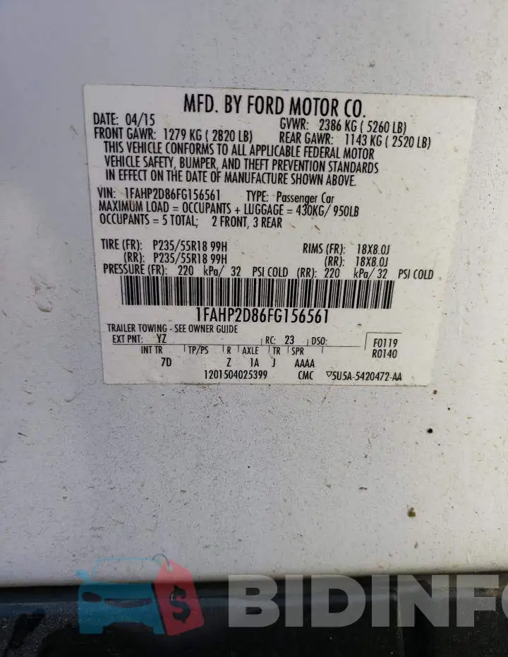 1FAHP2D86FG156561 Photo# 13