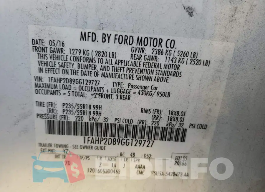 1FAHP2D89GG129727 Photo# 12