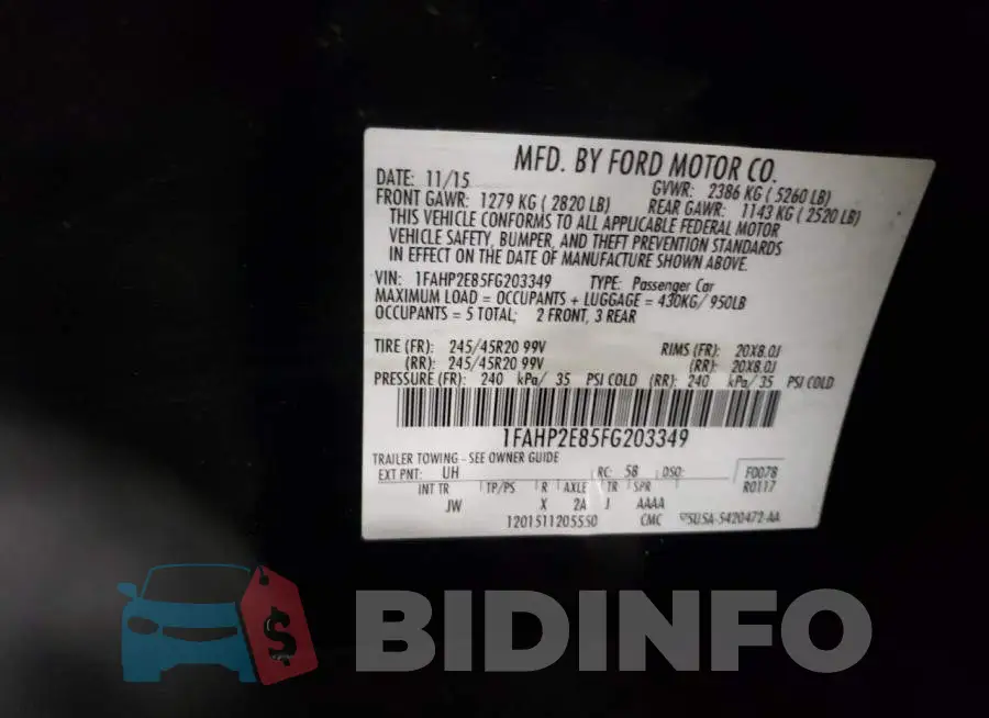 1FAHP2E85FG203349 Photo# 12