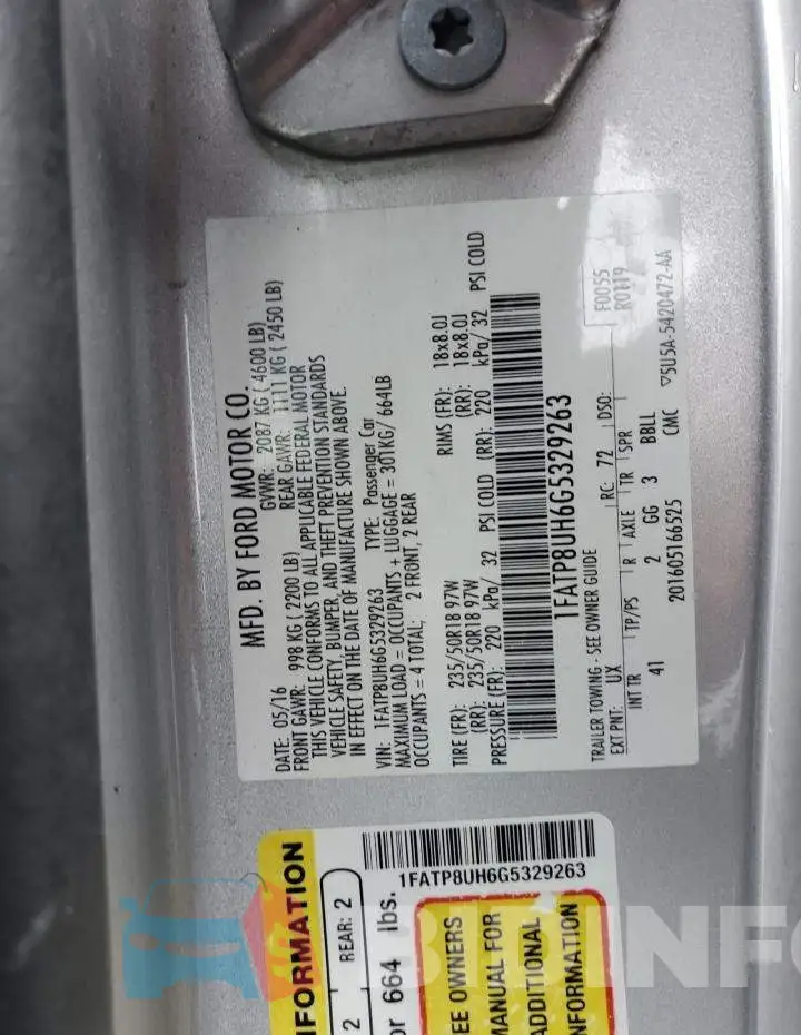 1FATP8UH6G5329263 Photo# 12