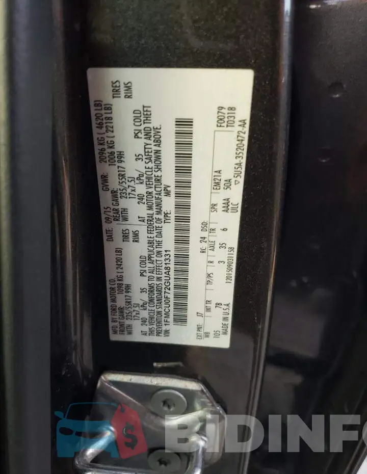 1FMCU0F72GUA81331 Photo# 12