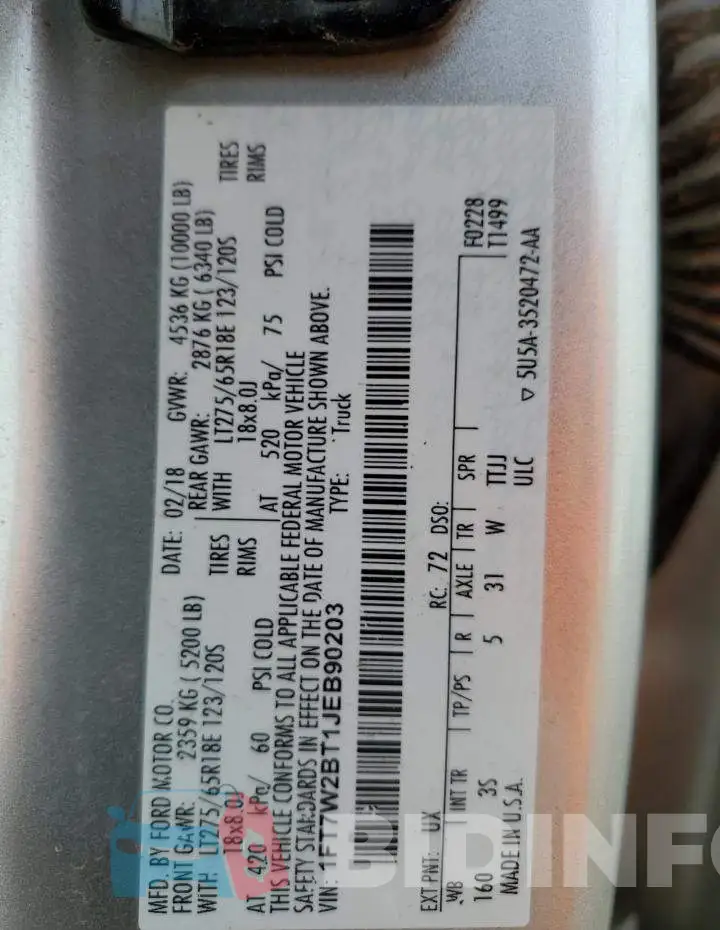 1FT7W2BT1JEB90203 Photo# 12