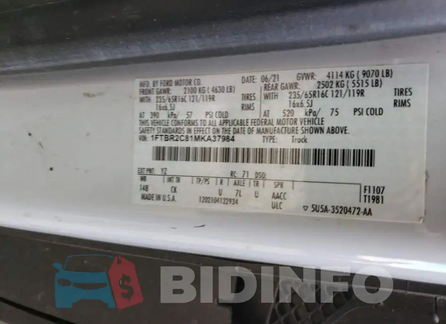 1FTBR2C81MKA37984 Photo# 13