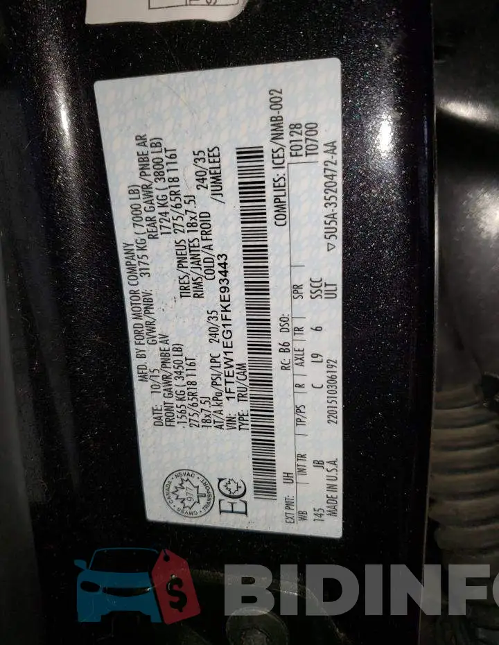 1FTEW1EG1FKE93443 Photo# 12