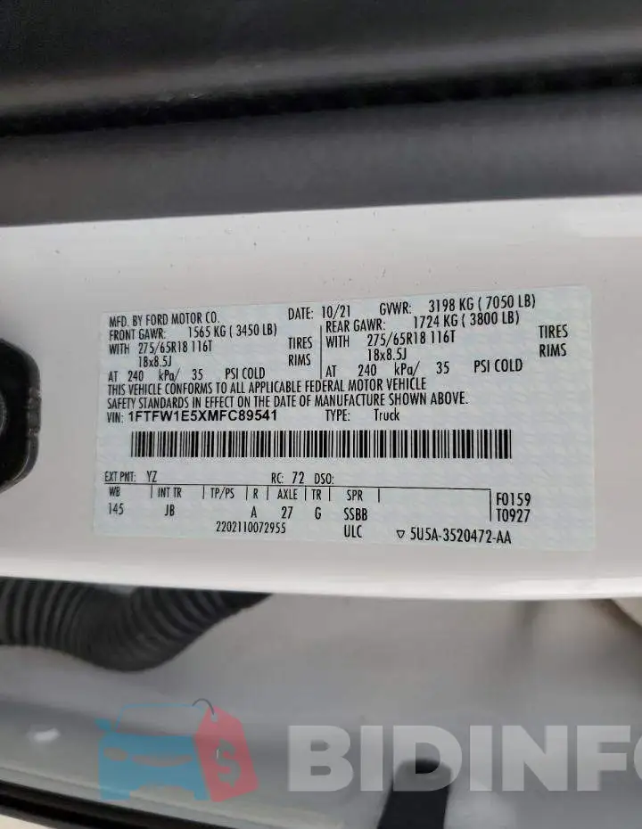 1FTFW1E5XMFC89541 Photo# 12