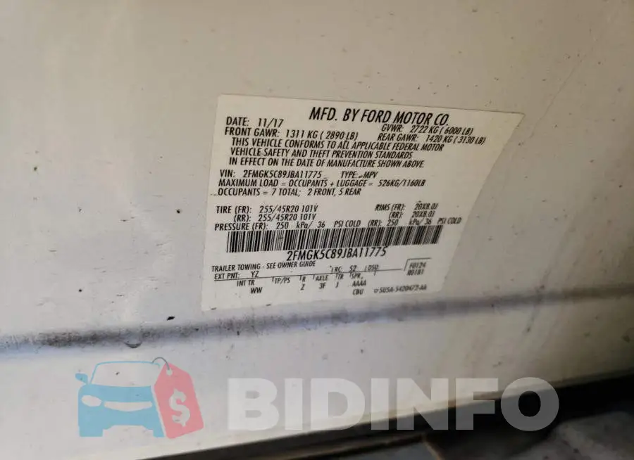 2FMGK5C89JBA11775 Photo# 13