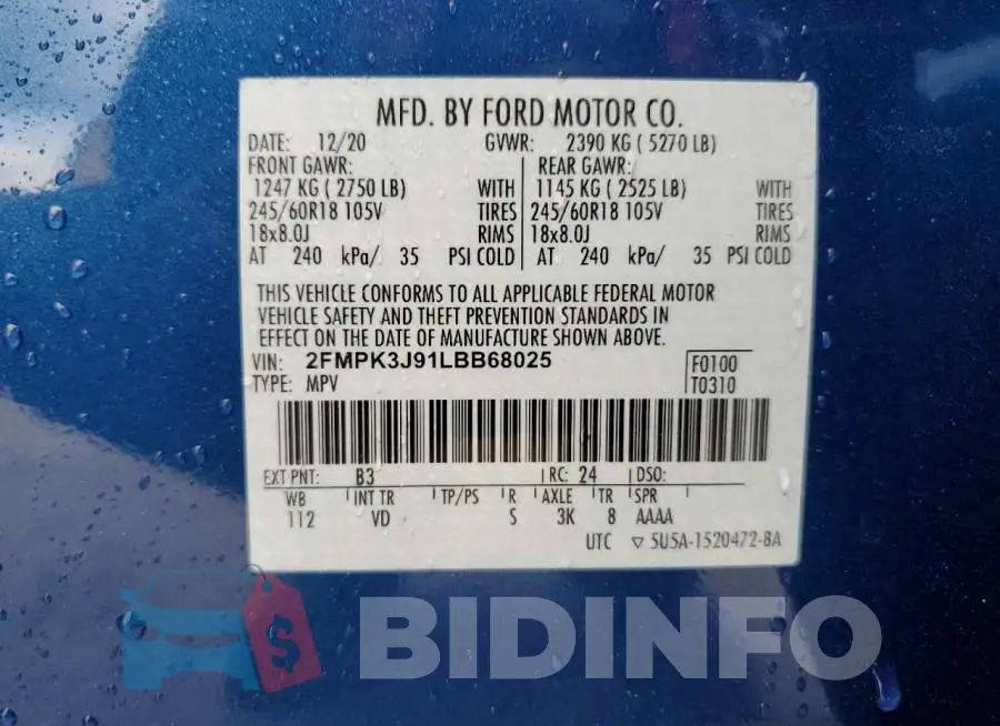 2FMPK3J91LBB68025 Photo# 10