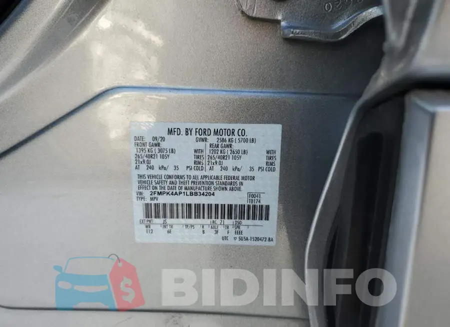 2FMPK4AP1LBB34204 Photo# 14