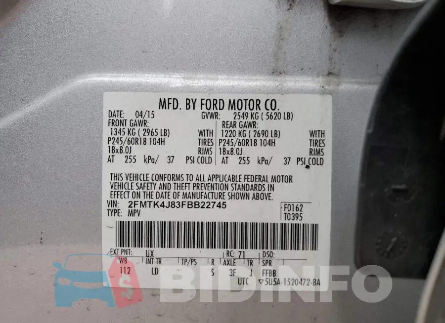 2FMTK4J83FBB22745 Photo# 14