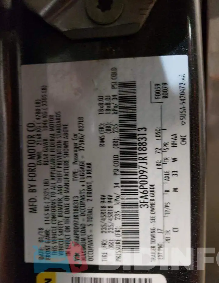 3FA6P0D97JR188313 Photo# 13