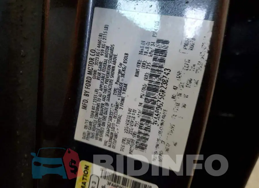 3FA6P0G75GR238743 Photo# 12