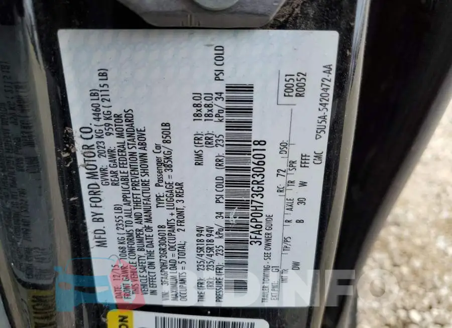 3FA6P0H73GR306018 Photo# 12