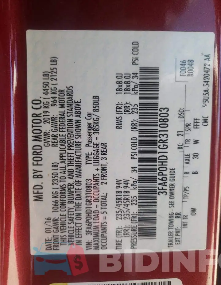 3FA6P0HD1GR310803 Photo# 10