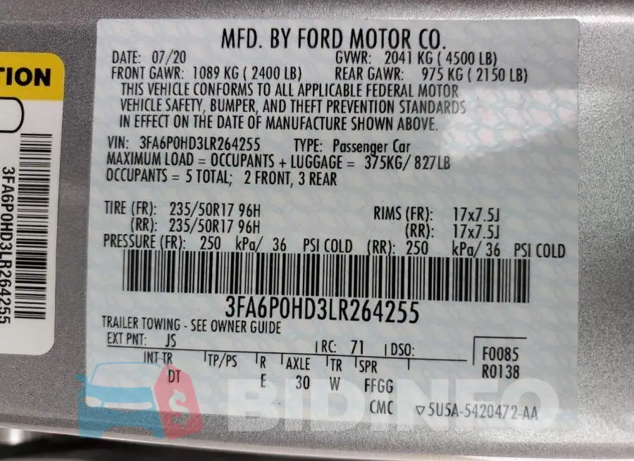 3FA6P0HD3LR264255 Photo# 12
