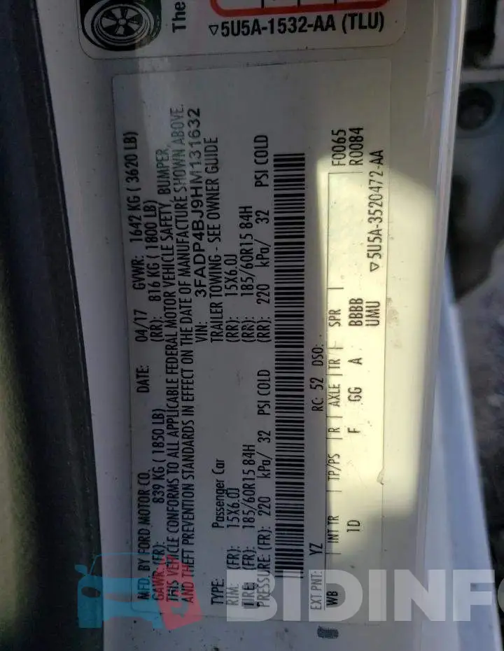3FADP4BJ9HM131632 Photo# 12