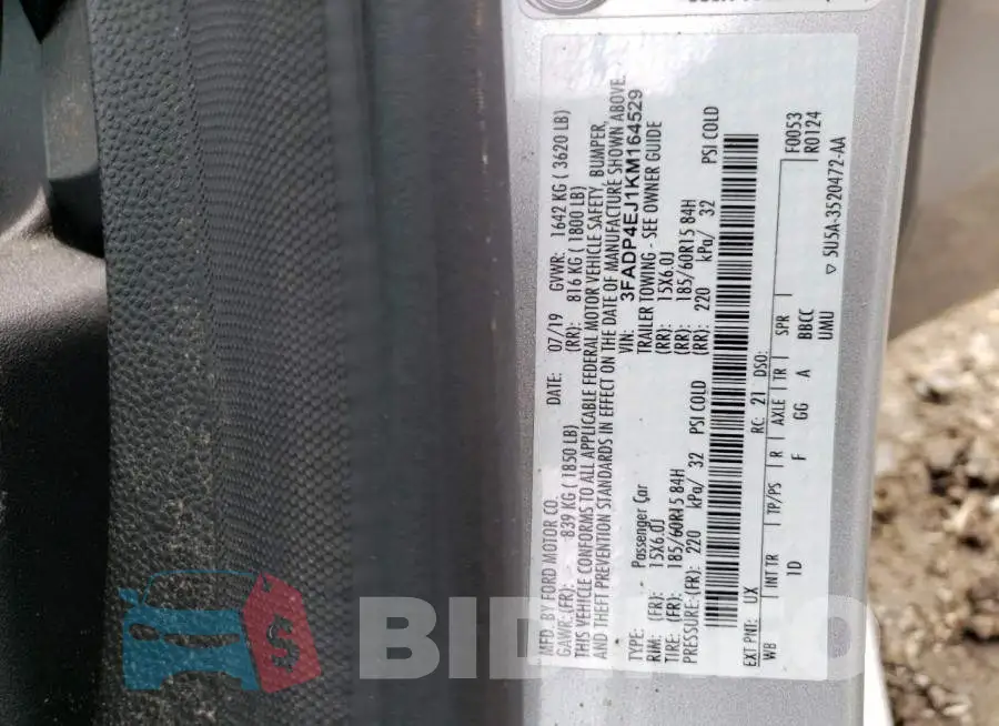 3FADP4EJ1KM164529 Photo# 10