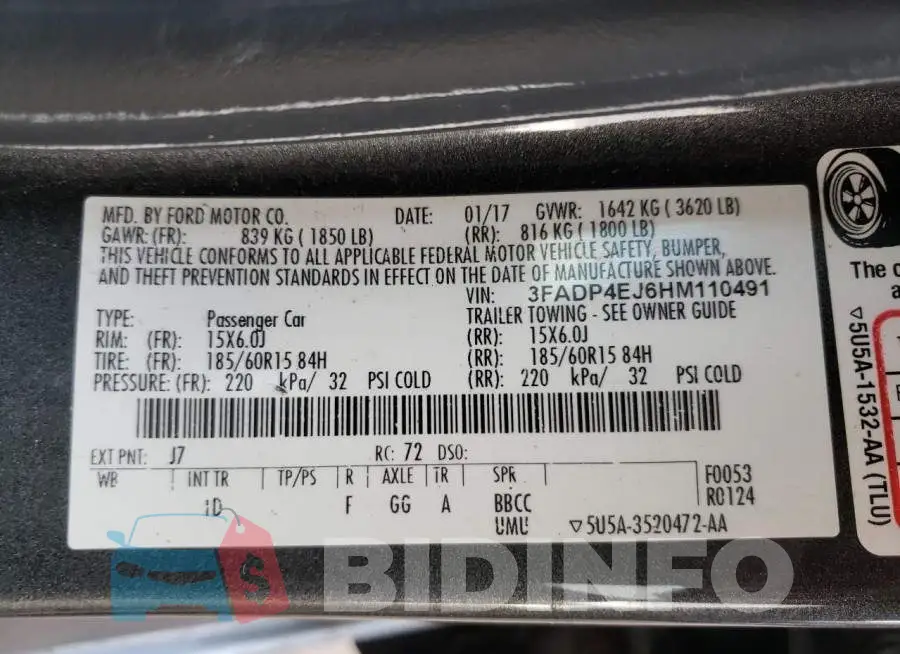 3FADP4EJ6HM110491 Photo# 12