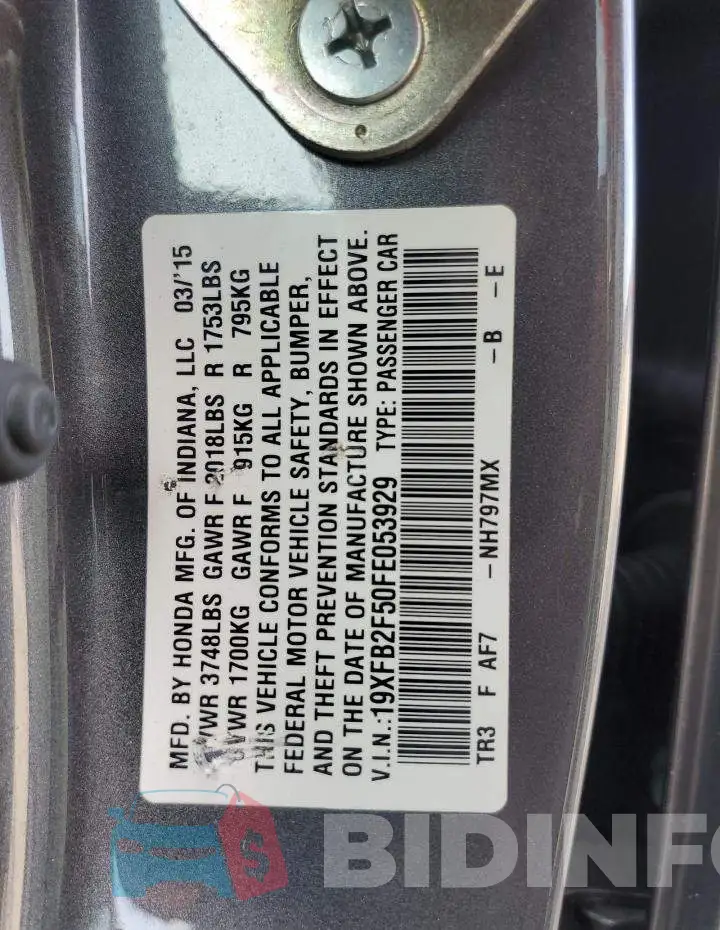 19XFB2F50FE053929 Photo# 13