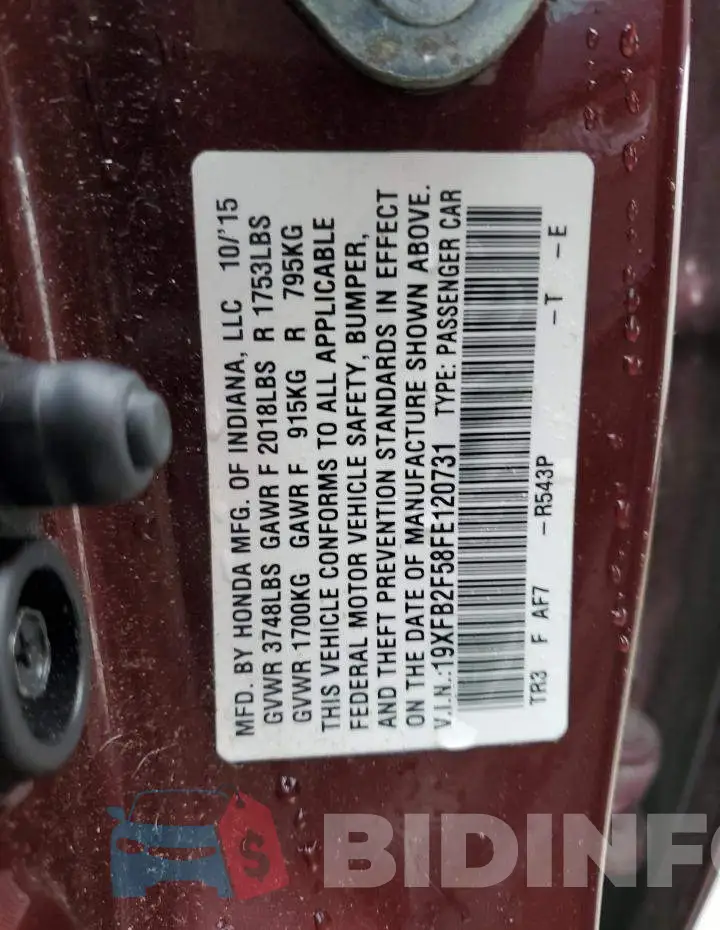 19XFB2F58FE120731 Photo# 12