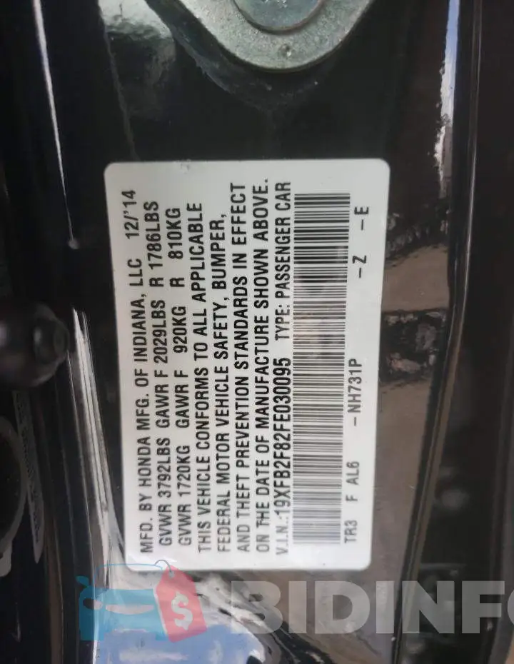 19XFB2F82FE030095 Photo# 13