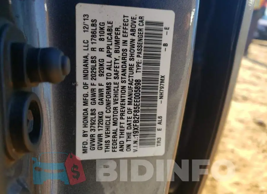 19XFB2F85EE005898 Photo# 12
