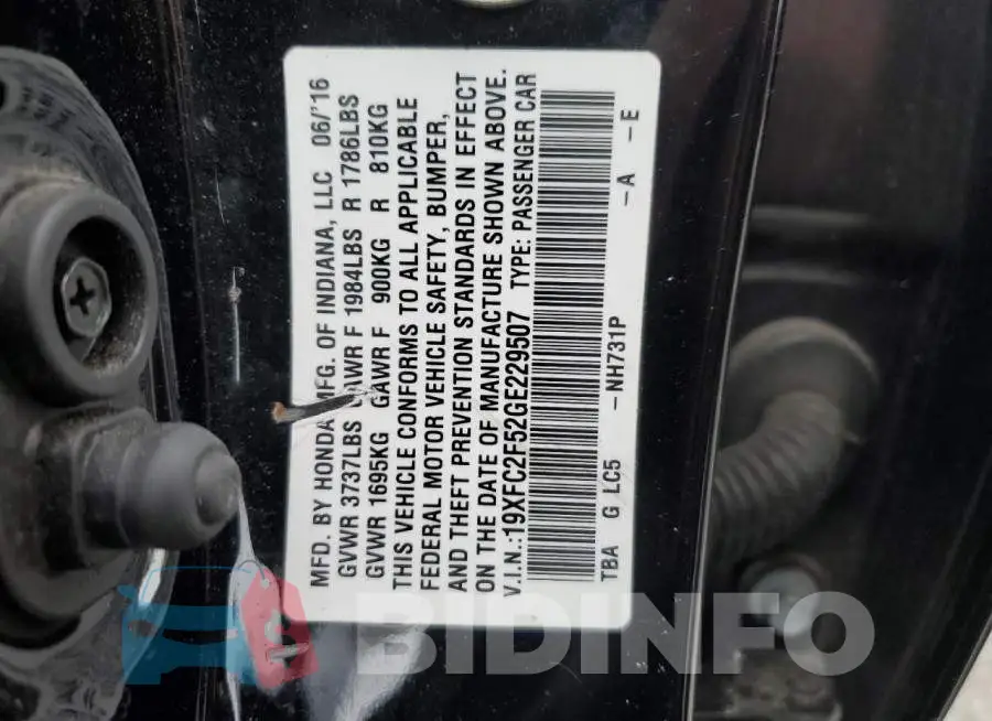 19XFC2F52GE229507 Photo# 12