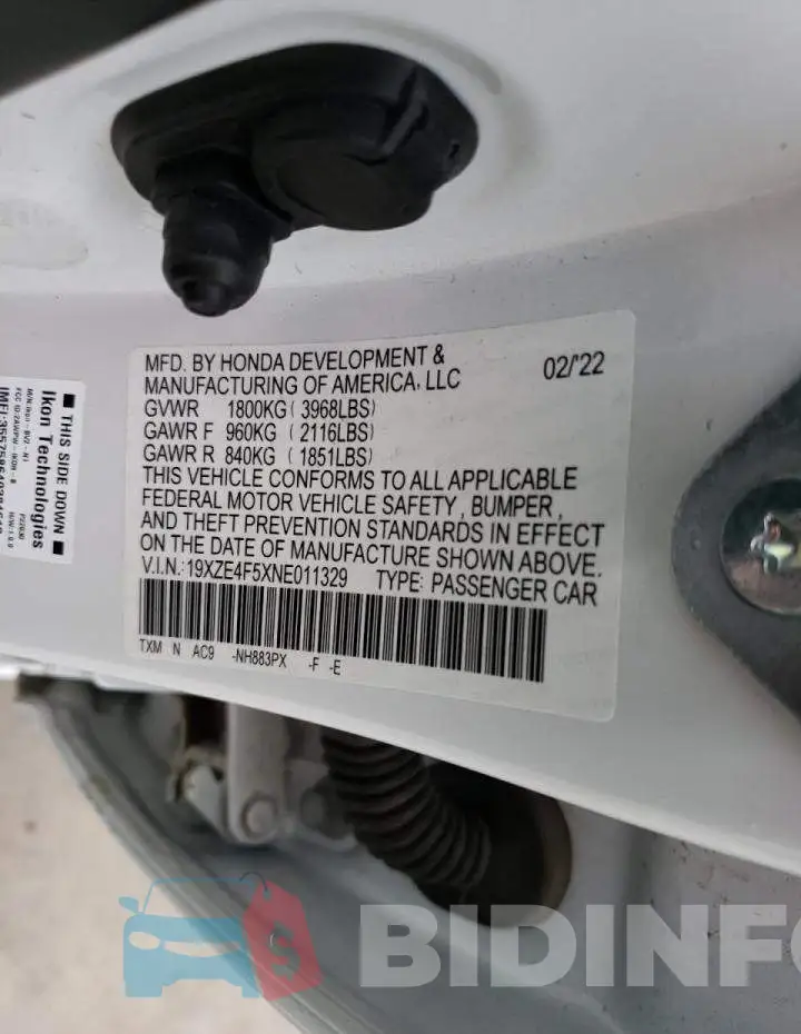 19XZE4F5XNE011329 Photo# 13