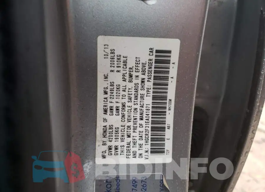 1HGCR2F31EA041871 Photo# 12