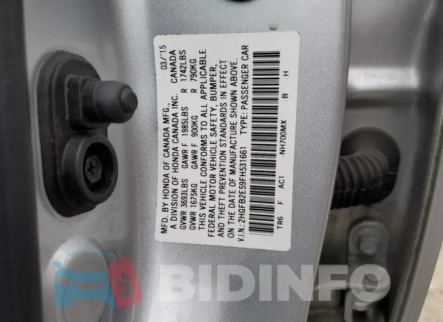 2HGFB2E59FH531661 Photo# 13