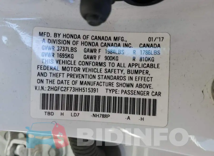 2HGFC2F73HH515391 Photo# 13