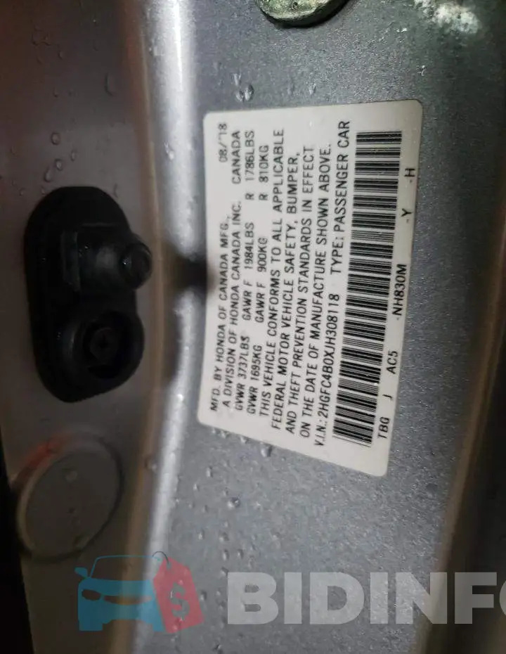 2HGFC4B0XJH308118 Photo# 10