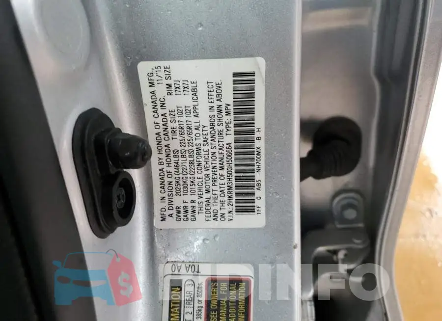 2HKRM3H50GH506664 Photo# 12
