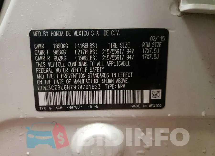 3CZRU6H79GM701623 Photo# 13