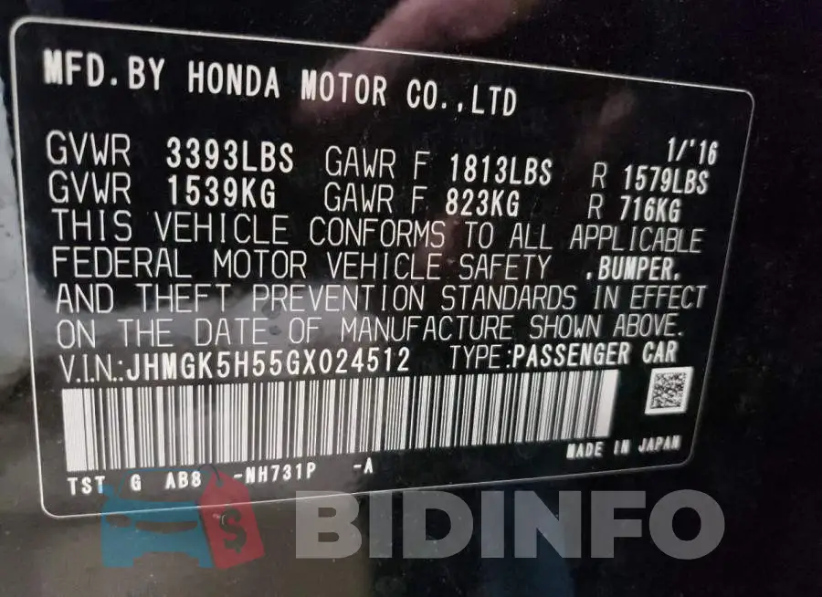 JHMGK5H55GX024512 Photo# 10