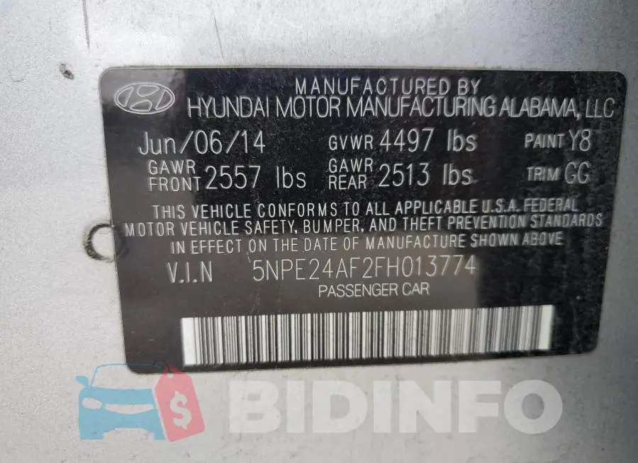 5NPE24AF2FH013774 Photo# 12