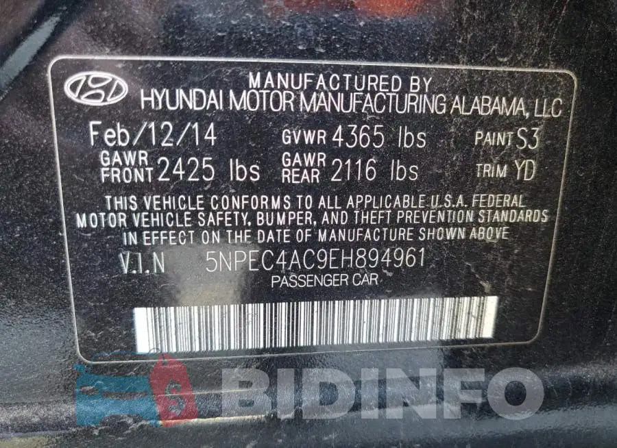 5NPEC4AC9EH894961 Photo# 12